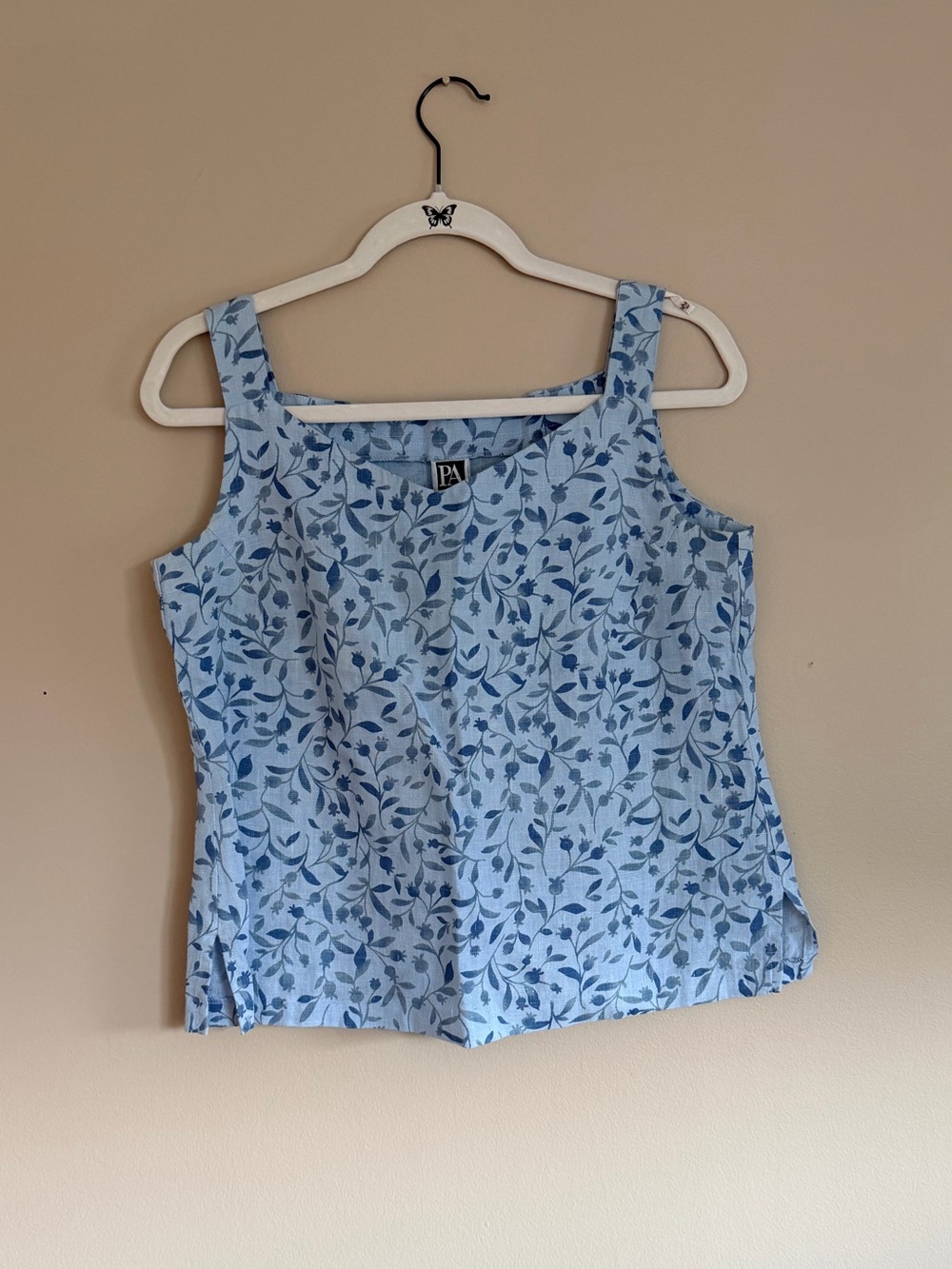 Blue Floral Square-Neck Camisole
